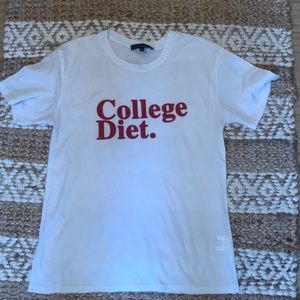 White T-shirt college diet logo